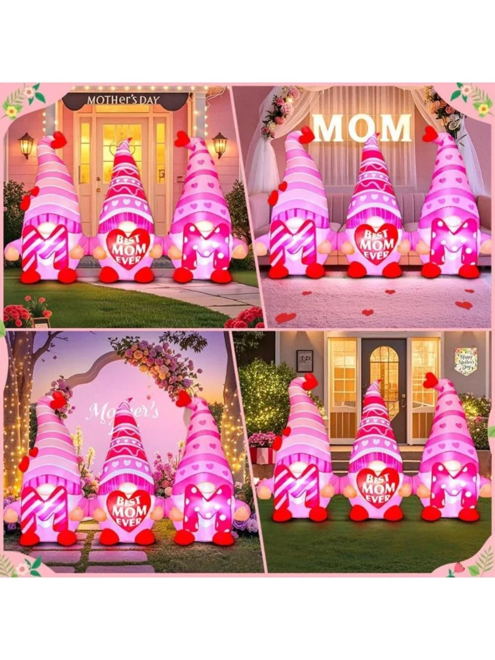 6FT LED Light-Up Mother's Day Inflatable Yard Decoration for Outdoor & Indoor